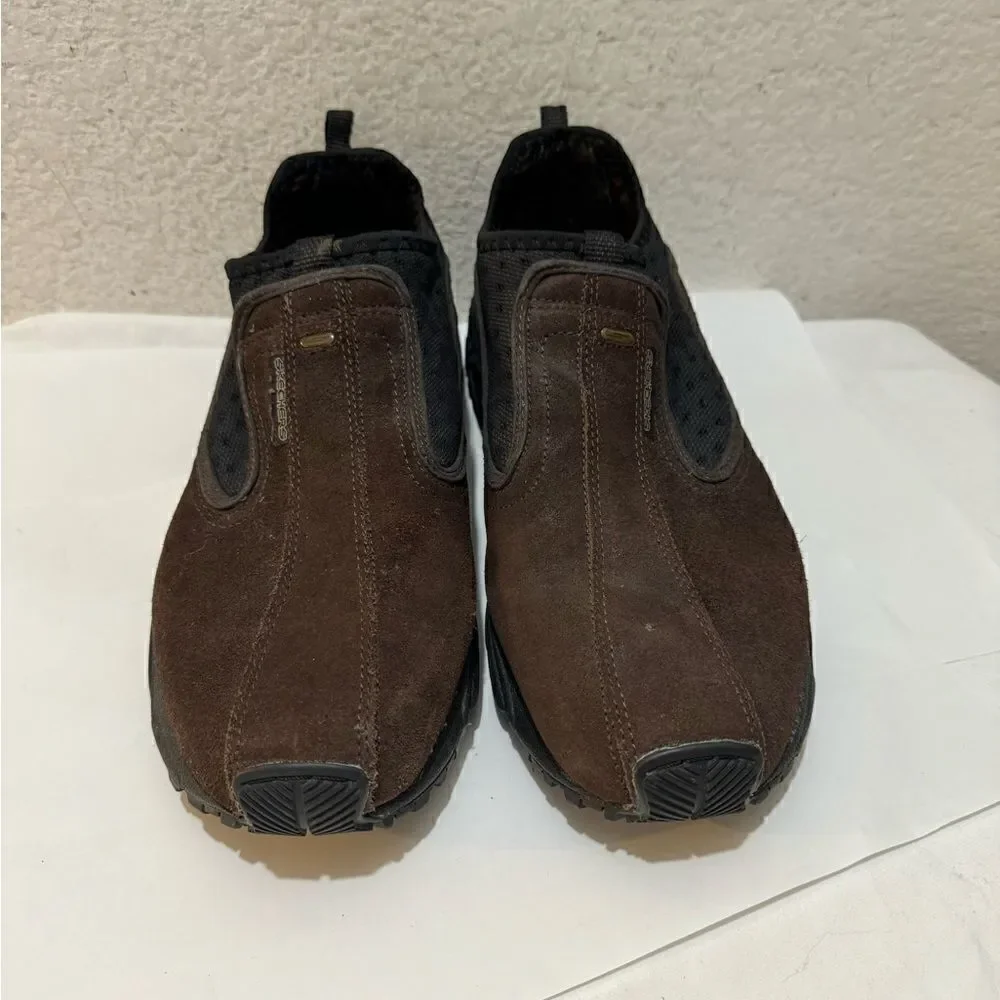 SKECHERS Men 13 Shoes Brown Suede Leather Slip On Sport Moc Lightweight Hike